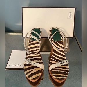 Coach leather and wood sandals with heels